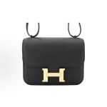 HERMES爱⻢仕 Constance Mini 19 ⾦扣 ⼥款 89 Noir ⿊⾊